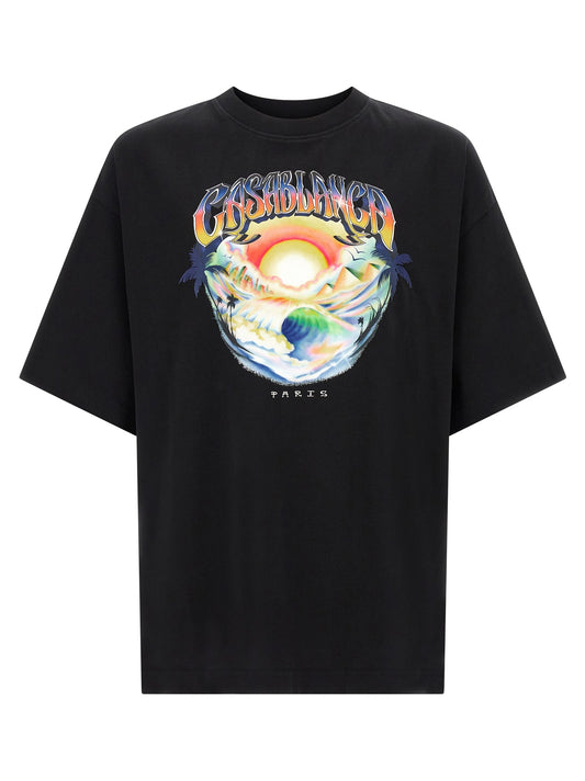 Casablanca Airspray Graphic Print T-Shirt — Black