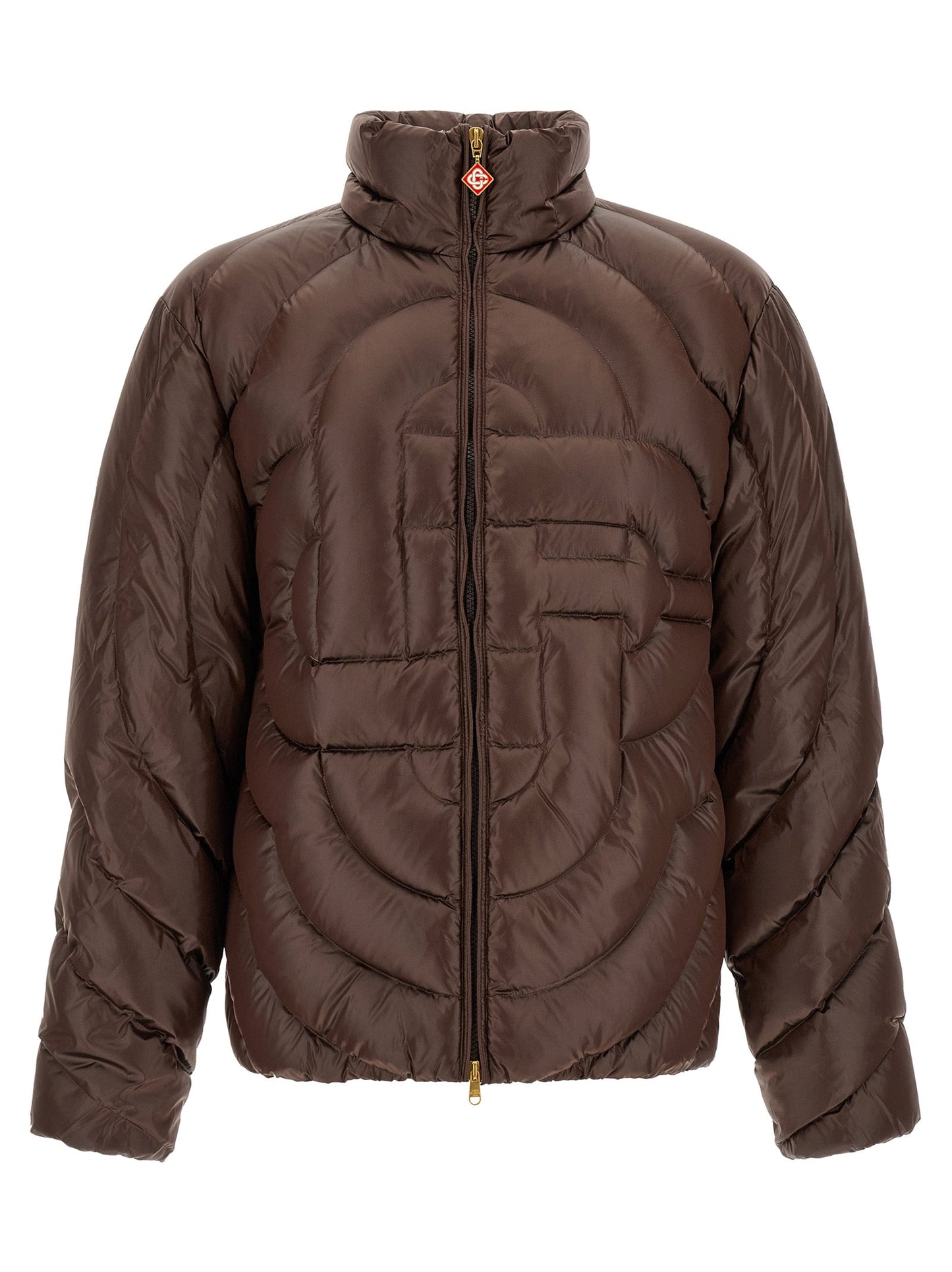 Casablanca Diamond Monogram Quilted Down Jacket — Brown