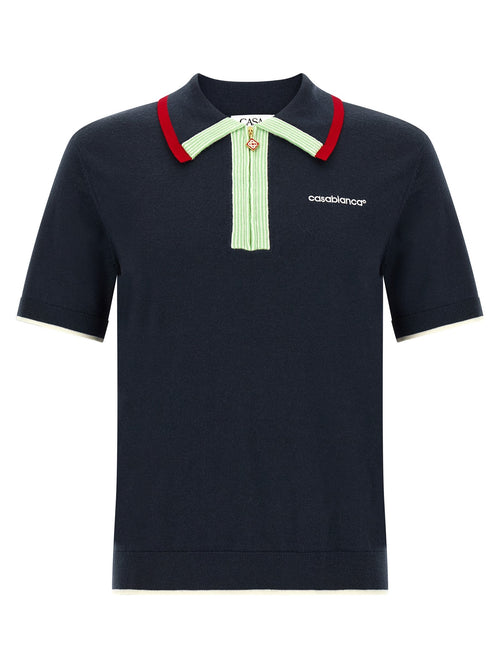 Casablanca Merino Wool Polo Shirt — Navy