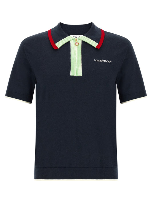 Casablanca Merino Wool Polo Shirt — Navy