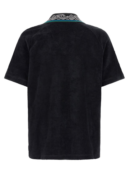 Casablanca Towelling Cotton Polo Shirt — Black