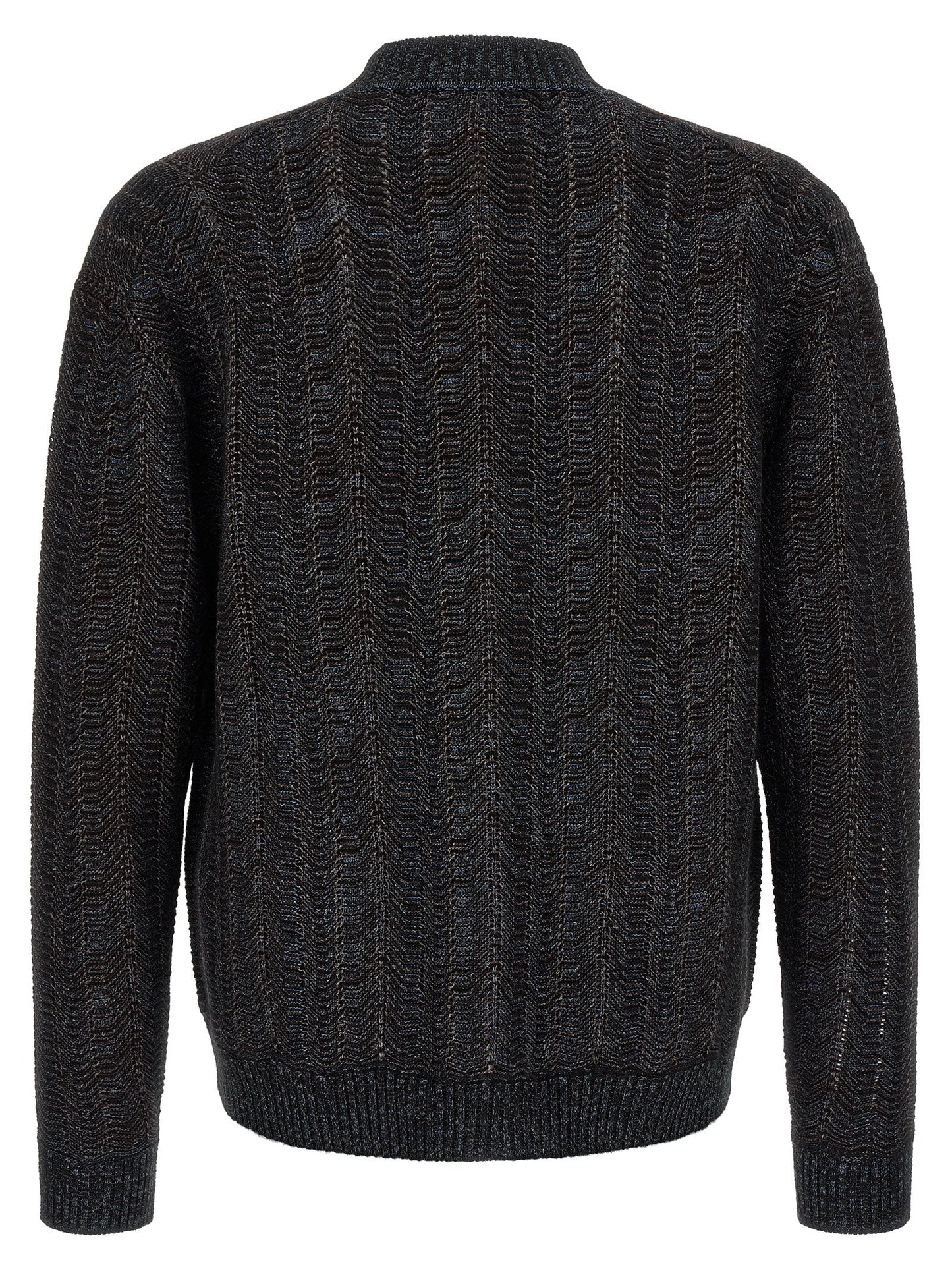 Missoni Chevron-Textured Viscose Wool Cardigan — Black