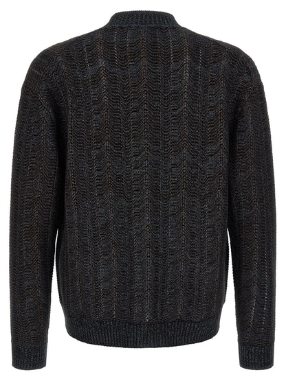 Missoni Chevron-Textured Viscose Wool Cardigan — Black
