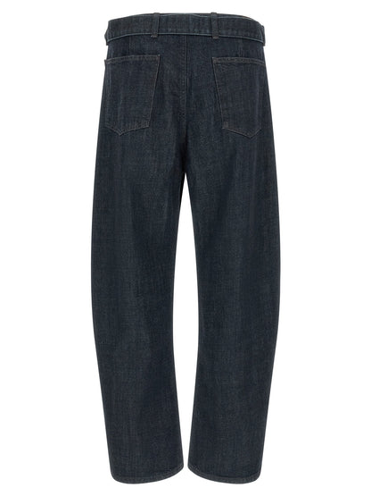 Lemaire Twisted Belted Cotton Denim Jeans — Blue
