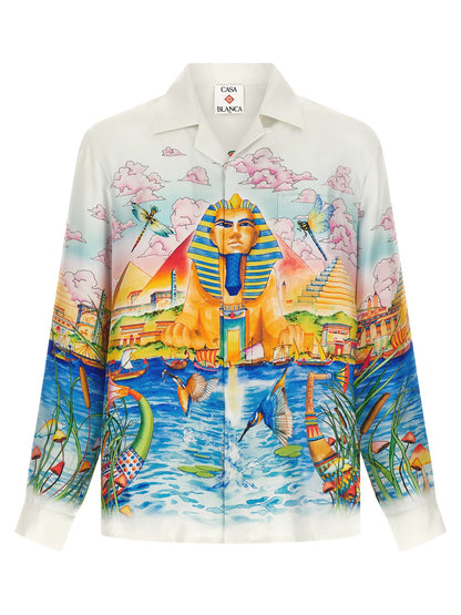 Casablanca Egypt As It Was Print Silk Shirt — Multicolor