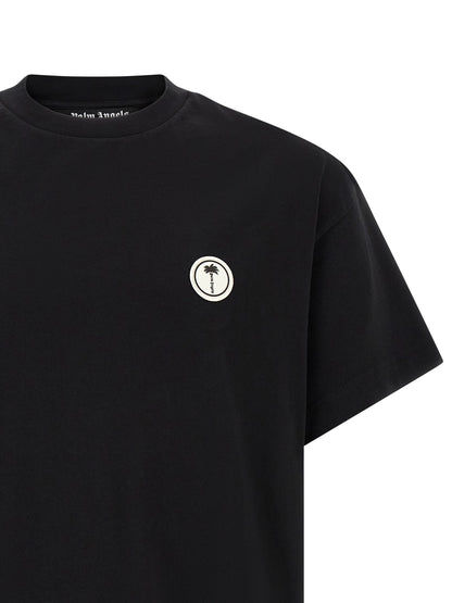 Palm Angels Logo-Embroidered Cotton T-Shirt — Black