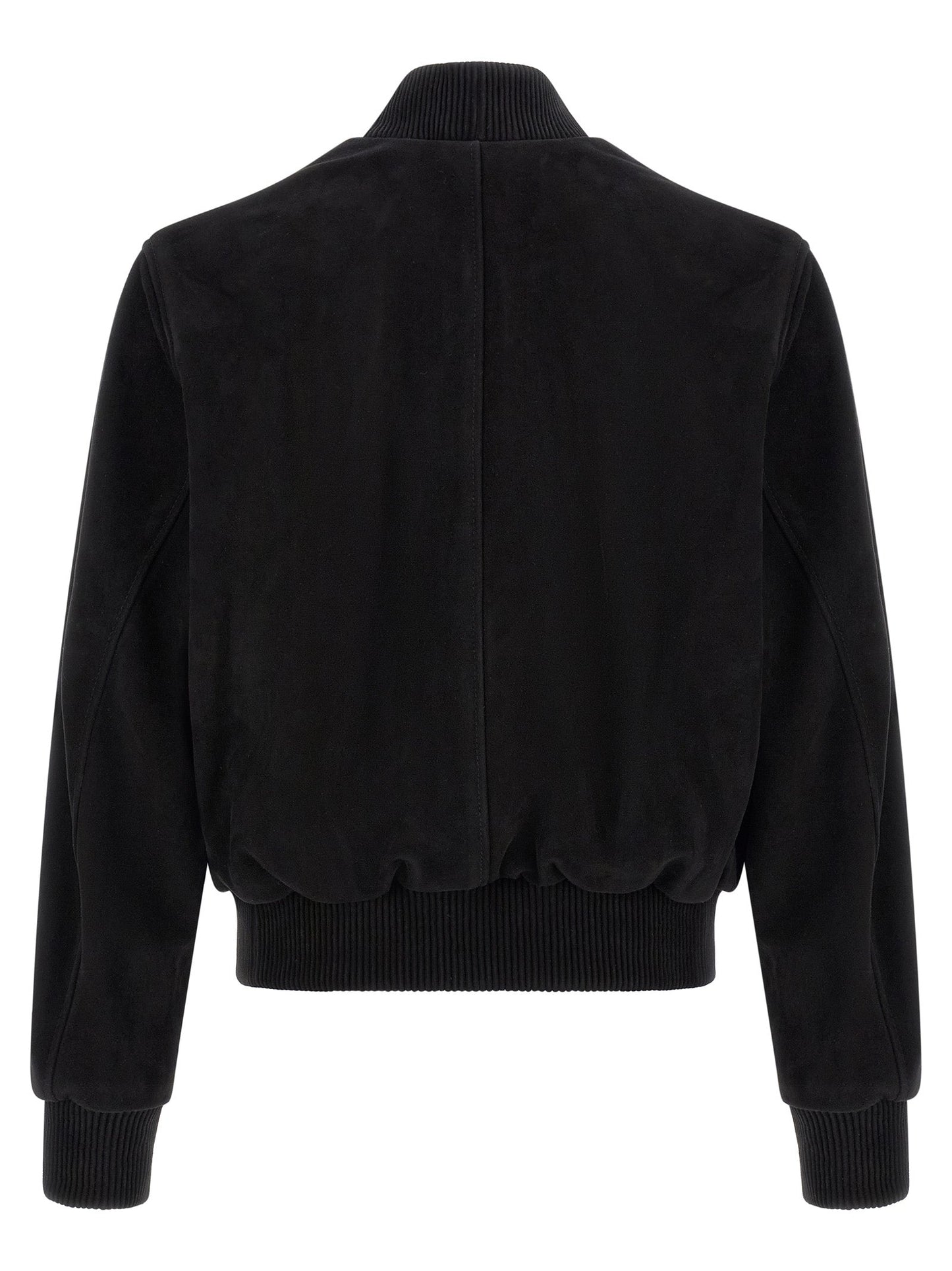 AMI Paris Goatskin Suede Bomber Jacket — Black