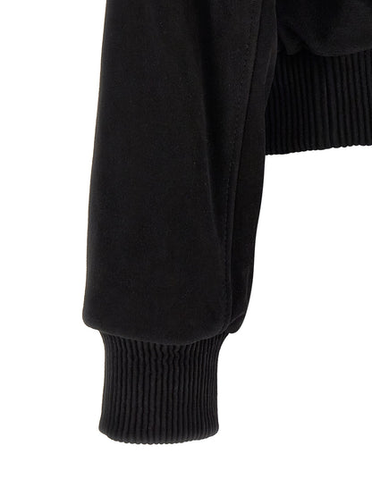 AMI Paris Goatskin Suede Bomber Jacket — Black