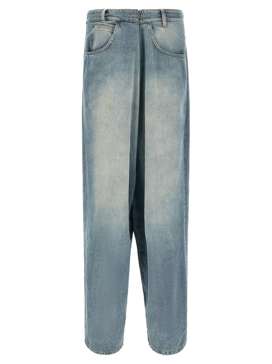 Maison Margiela Deconstructed Light Blue Cotton Jeans — Blue