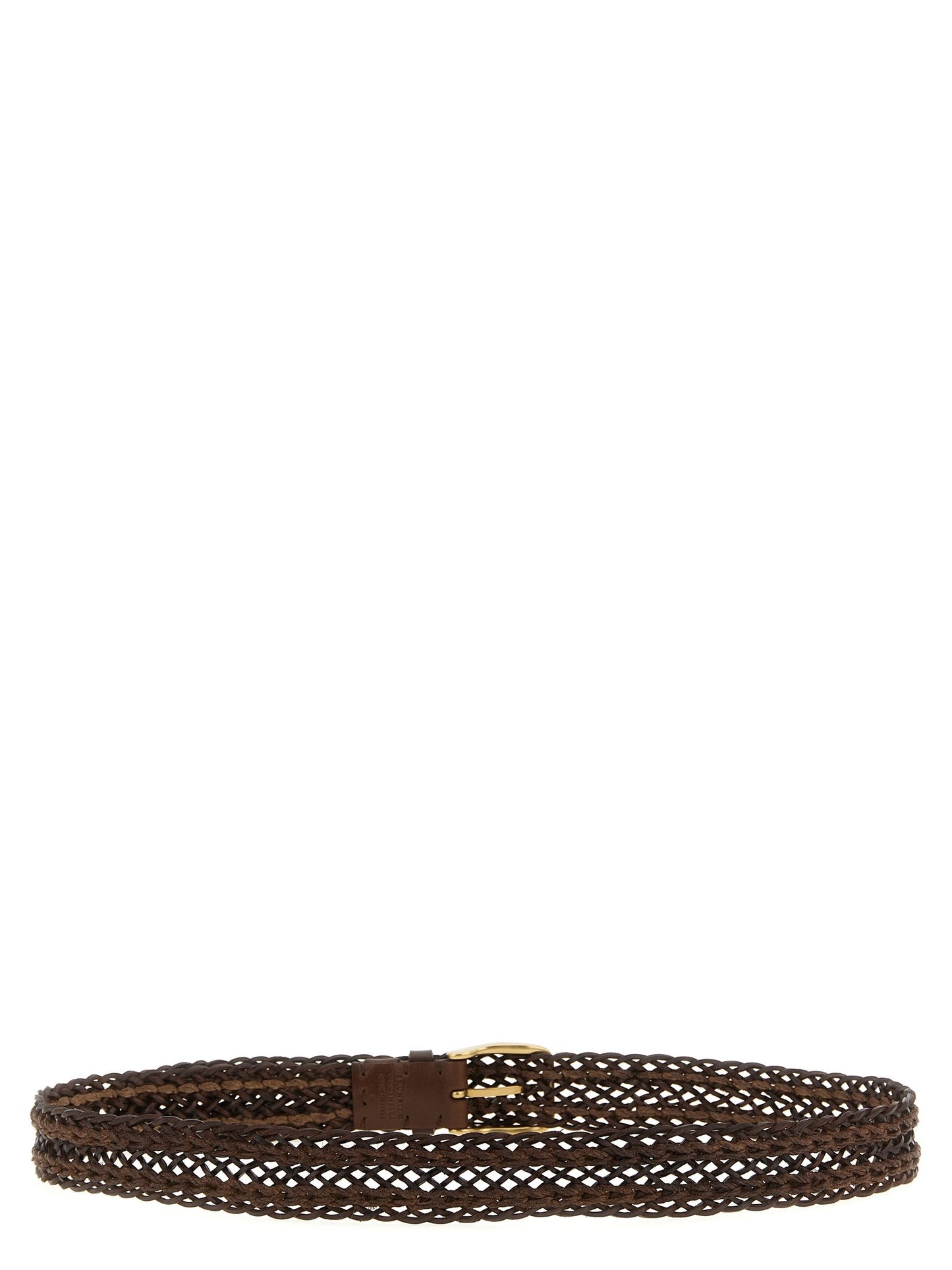 Brunello Cucinelli Woven Calfskin Belt — Brown
