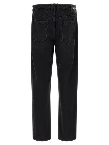 Balmain Black Straight-Leg Denim Jeans — Black