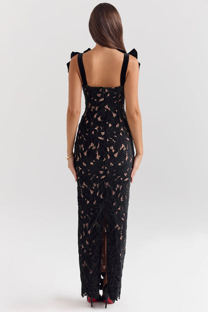 black velvet lace maxi dress
