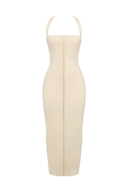 ecru halter maxi dress