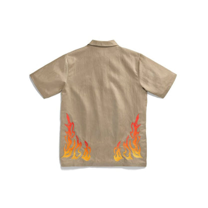 NIKE AIR JORDAN X TRAVIS SCOTT CACTUS JACK BUTTON DOWN KHAKI SHIRT -