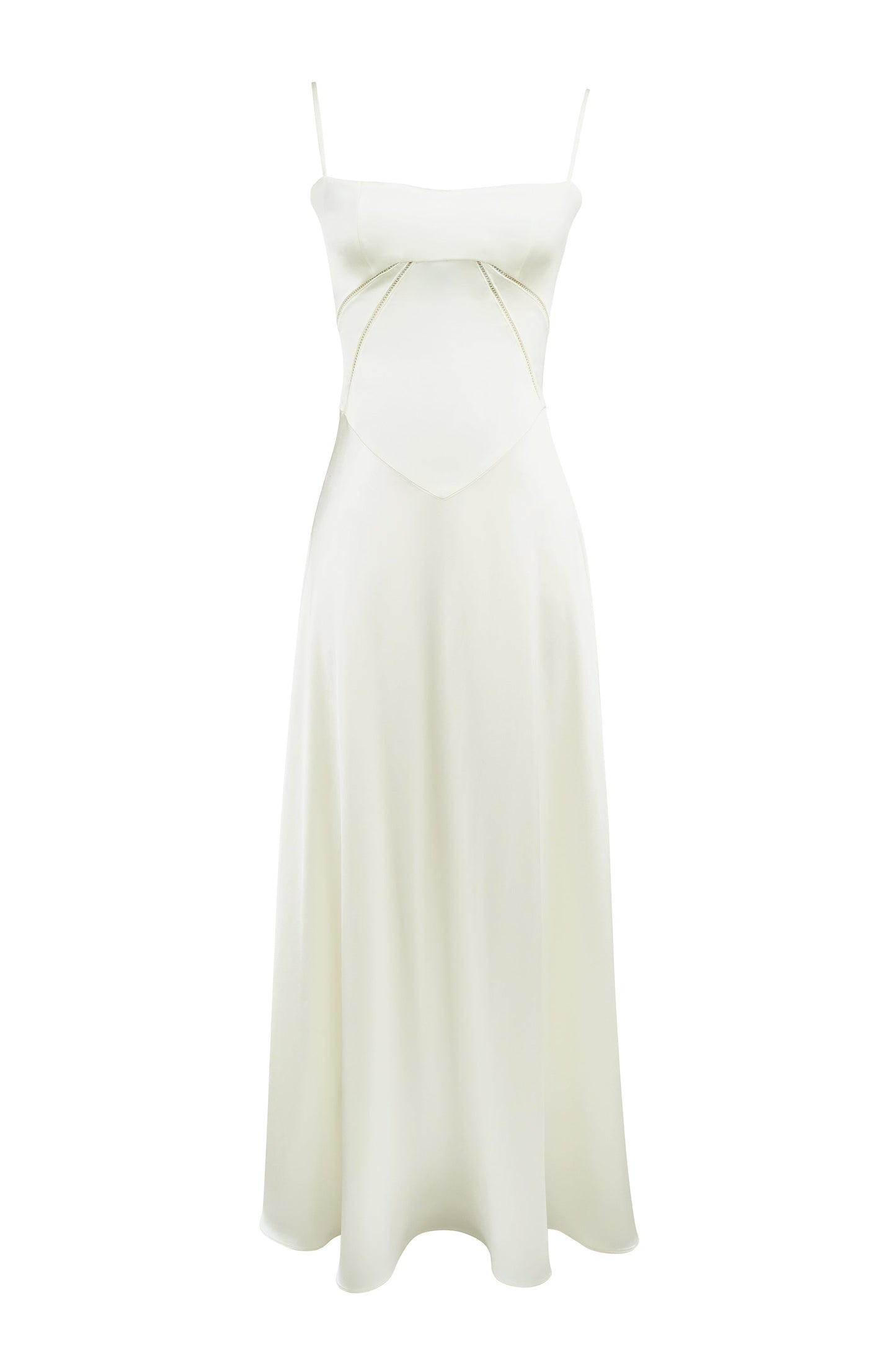 ivory satin lace up maxi dress