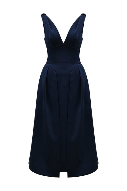 midnight twist strap satin midi dress - sale