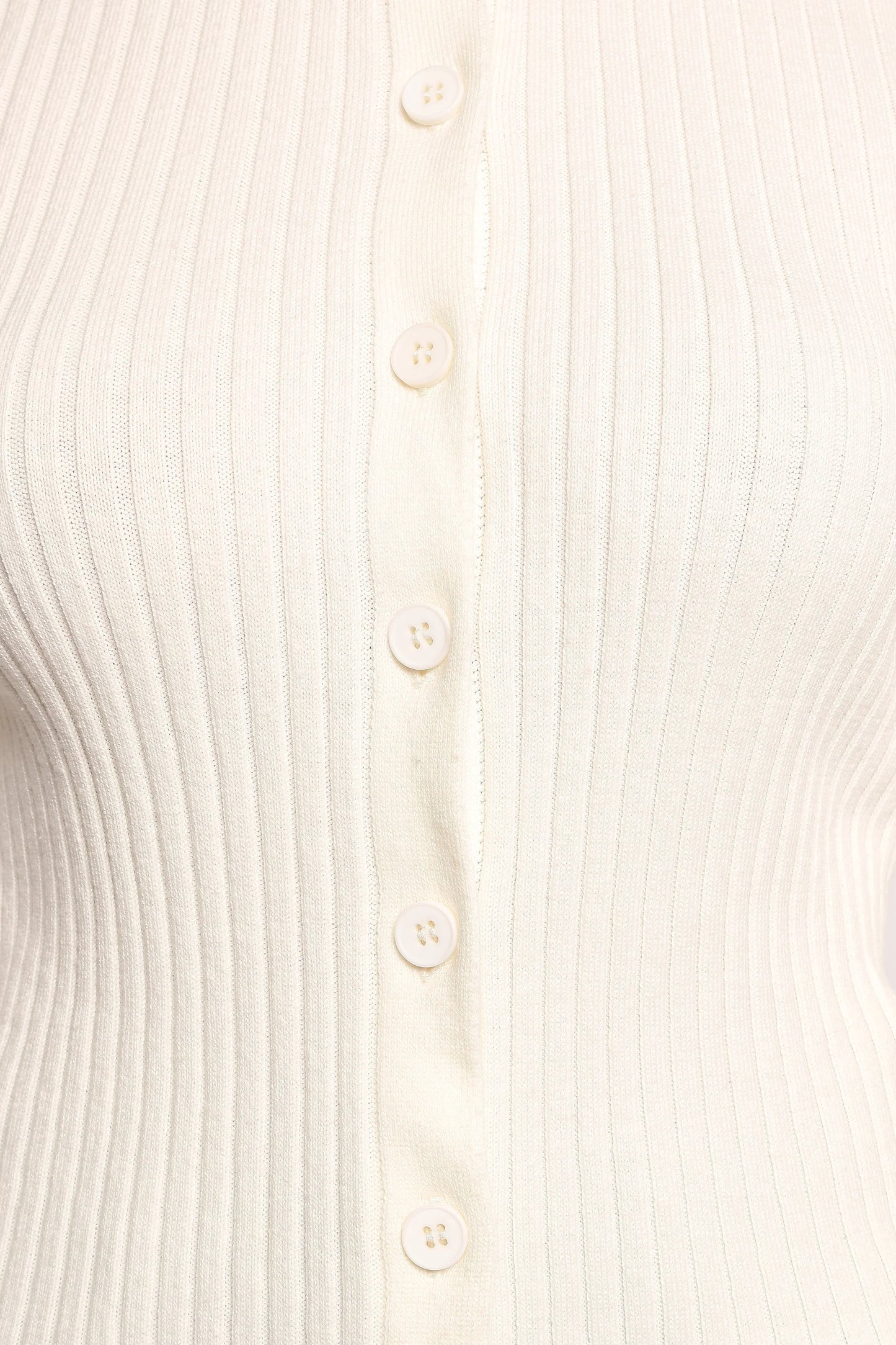 Searie Ribbed Cardigan Top - Cream