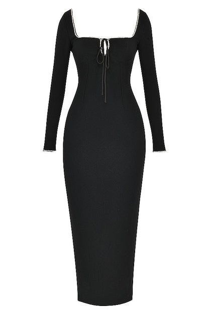 black crystal embellished maxi dress