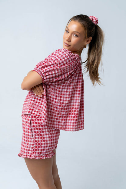 Ambree Gingham Button Up Top