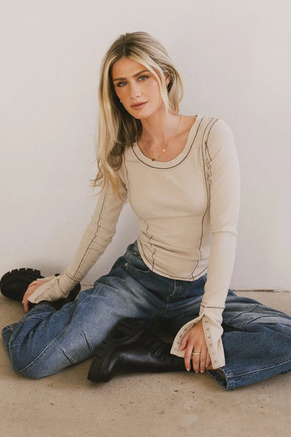 Astrid Ribbed Top in Ecru - FINAL SALE