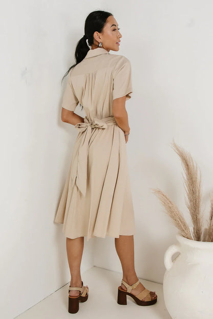 Bennett Collared Dress in Taupe - FINAL SALE