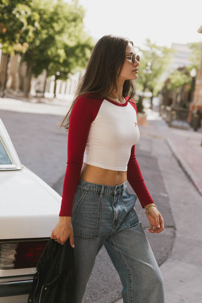 Becca Raglan Tee in Red - FINAL SALE