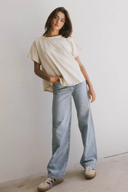 Indy Contrast Top in Cream - FINAL SALE
