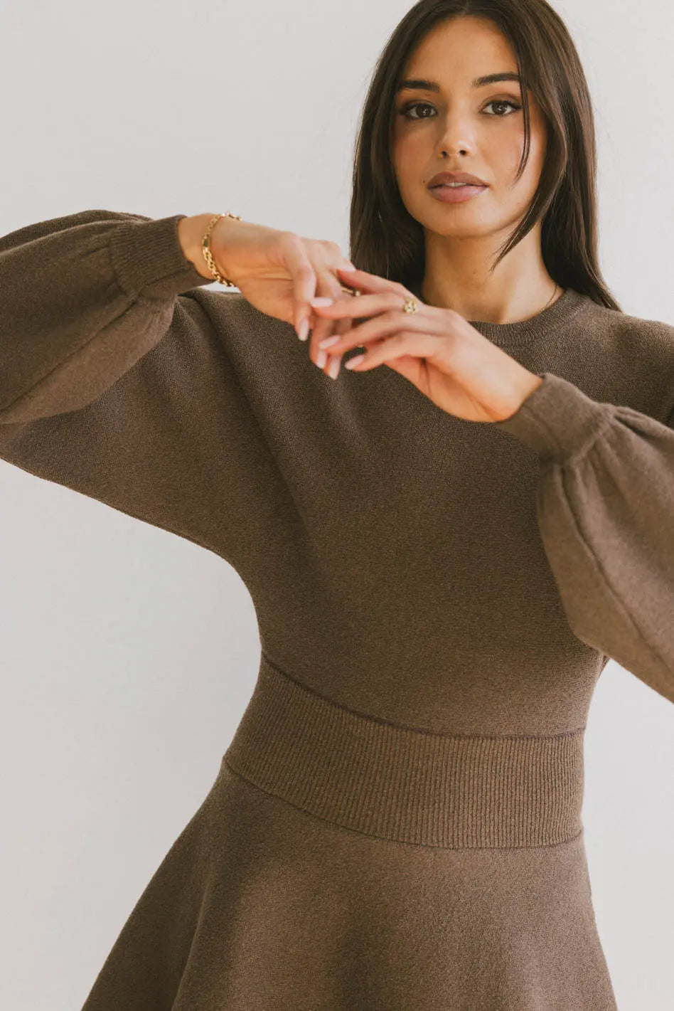 Dolores Knit Mini Dress in Mocha - FINAL SALE