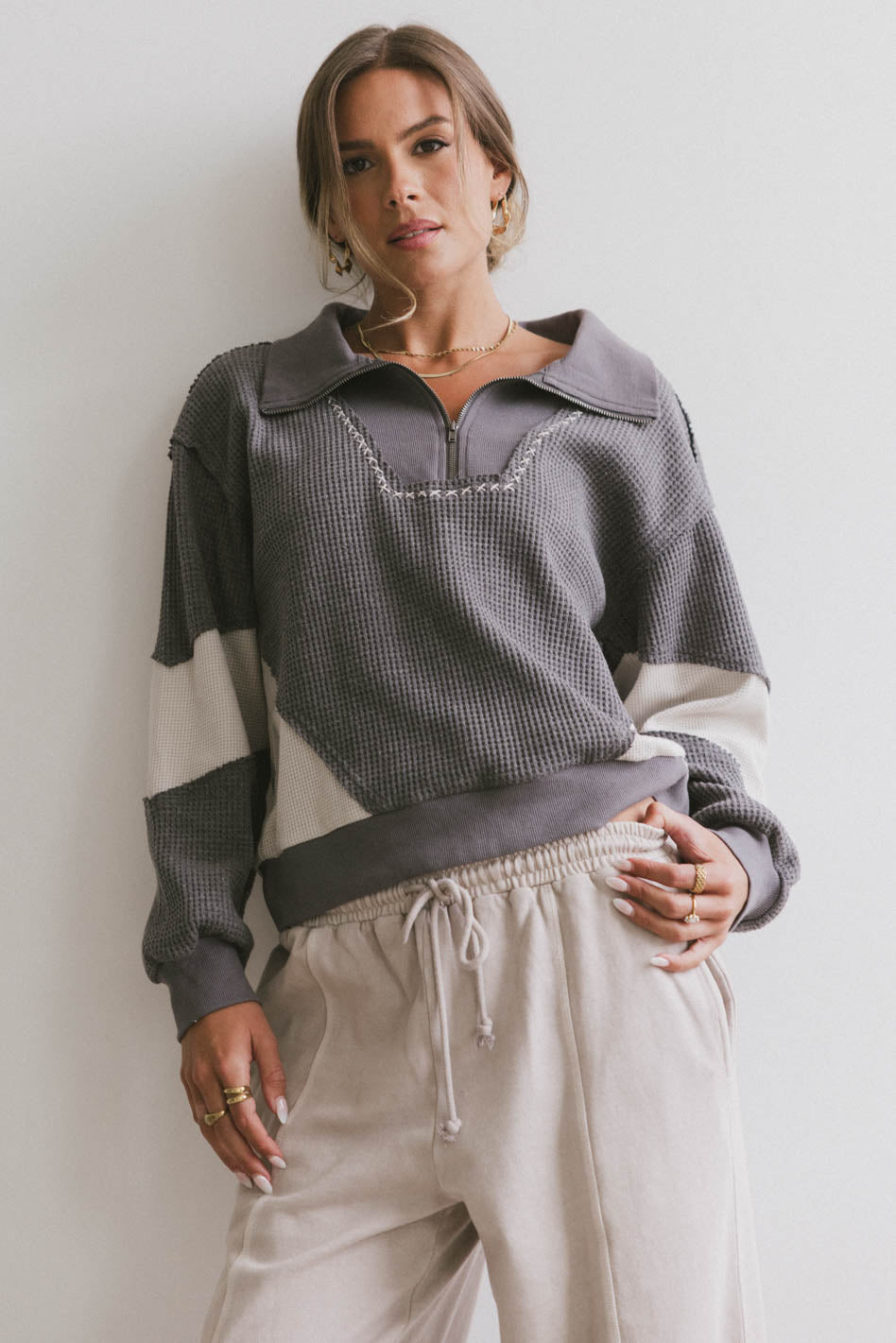 Harbor Knit Quarter Zip in Charcoal - FINAL SALE