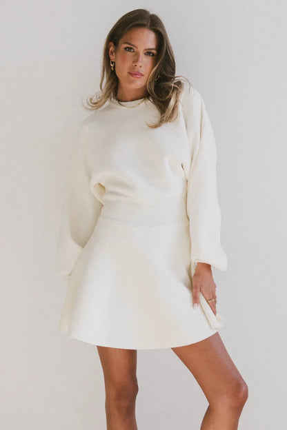 Dolores Knit Mini Dress in Cream - FINAL SALE