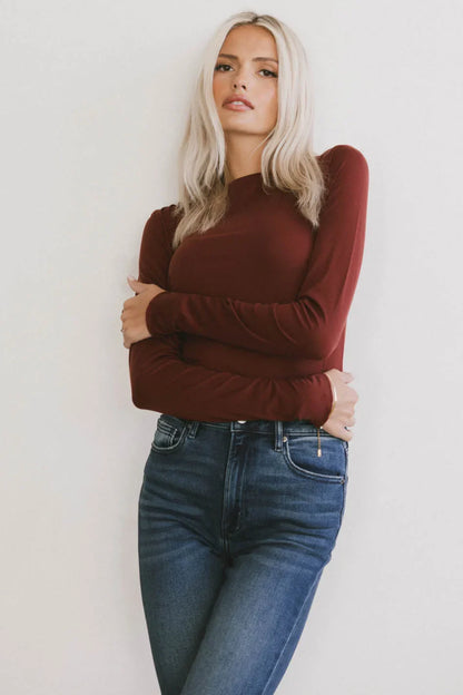 Bianca Ruched Top in Burgundy - FINAL SALE