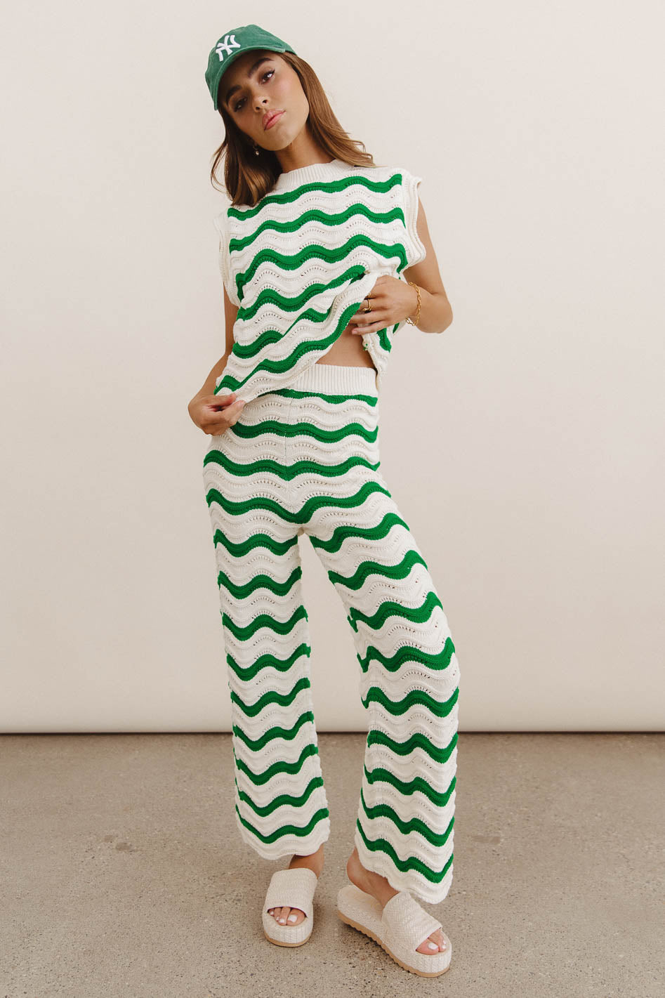 Elenor Knit Top in Green - FINAL SALE