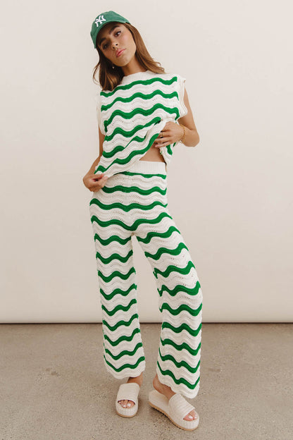 Elenor Knit Top in Green - FINAL SALE