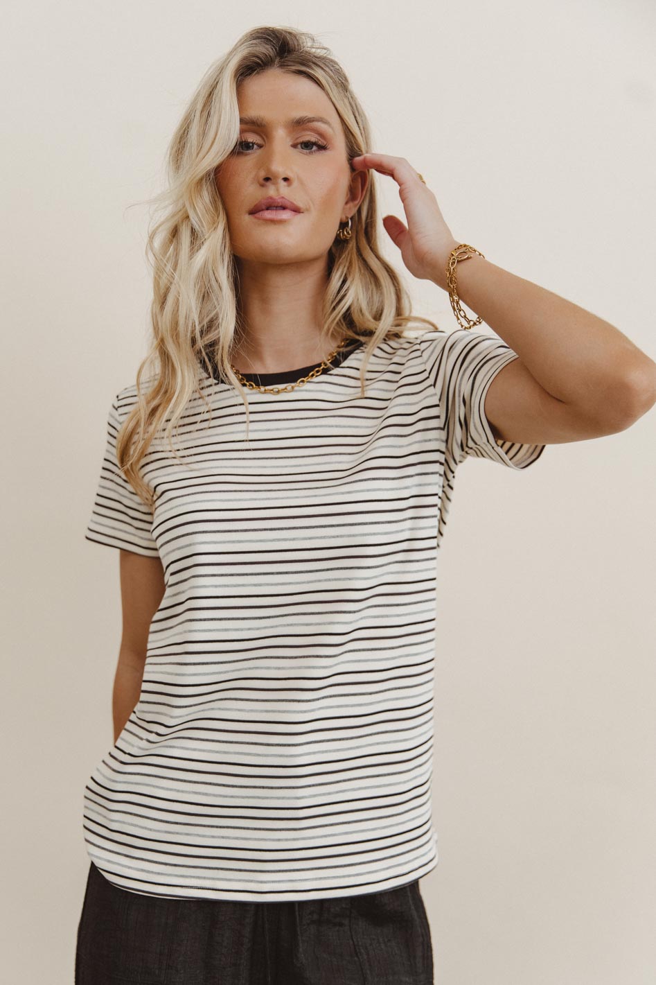 Christopher Striped Tee in Black - FINAL SALE