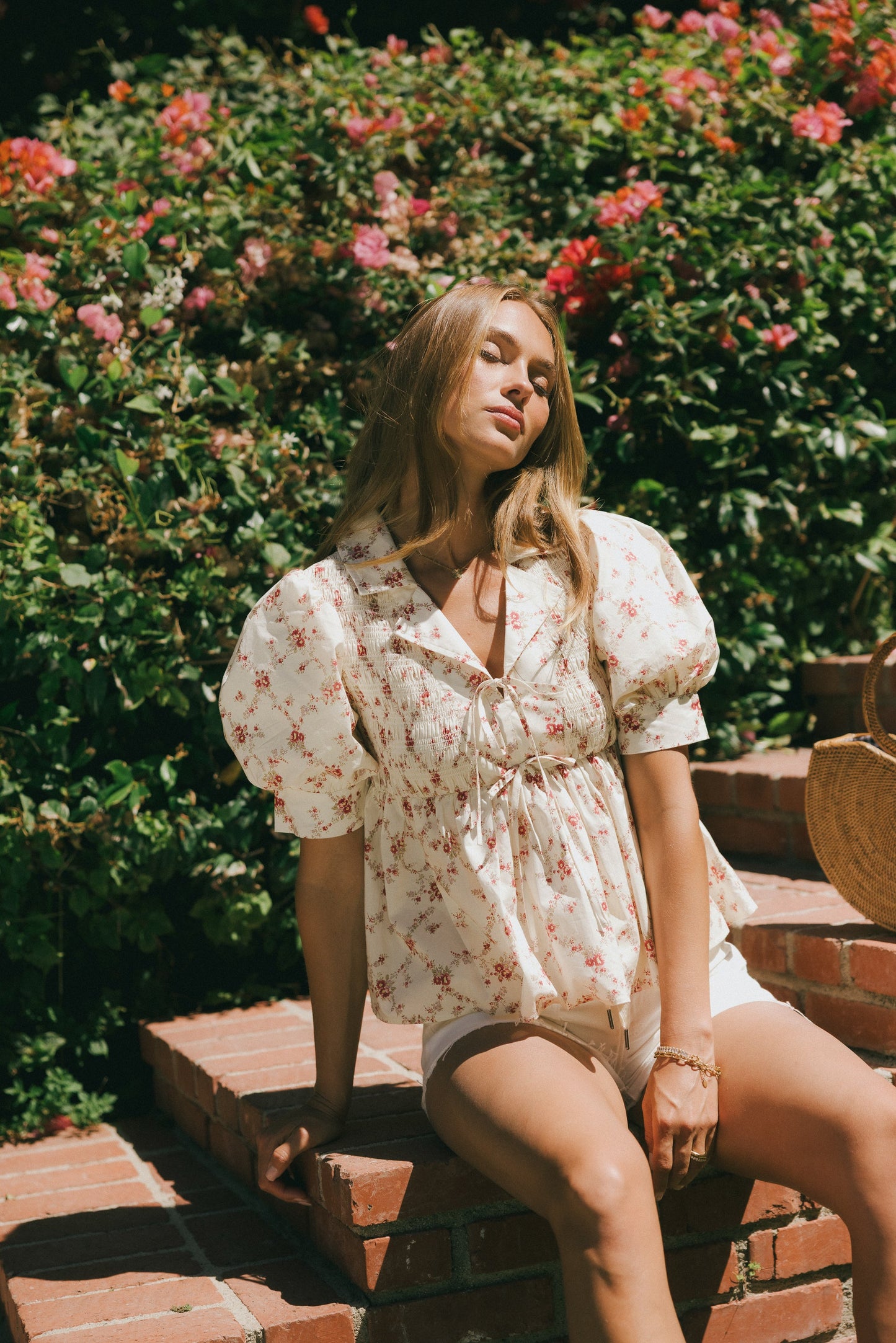 Denise Floral Blouse in Berry - FINAL SALE