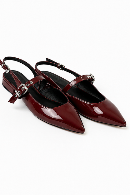 Aire Slingback Flats in Burgundy - FINAL SALE