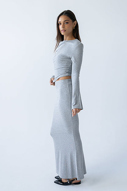Bonnie Polka Dot Maxi Skirt in Grey