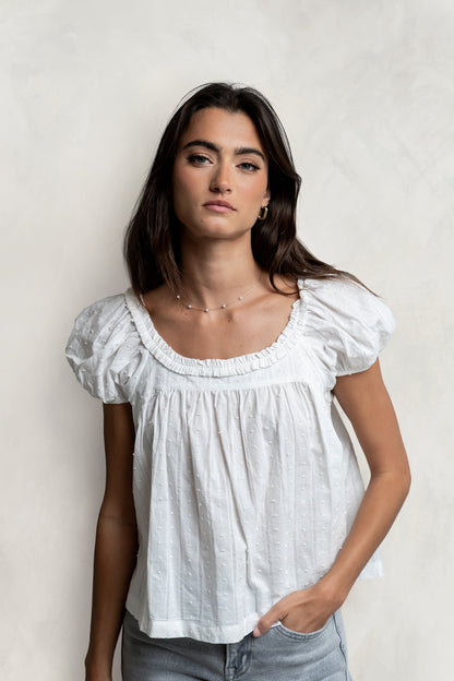 Delaney Swiss Dot Top in White