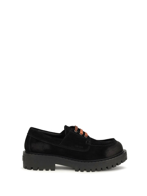Prada Suede Lace-Up Lace-Up Loafer — Black