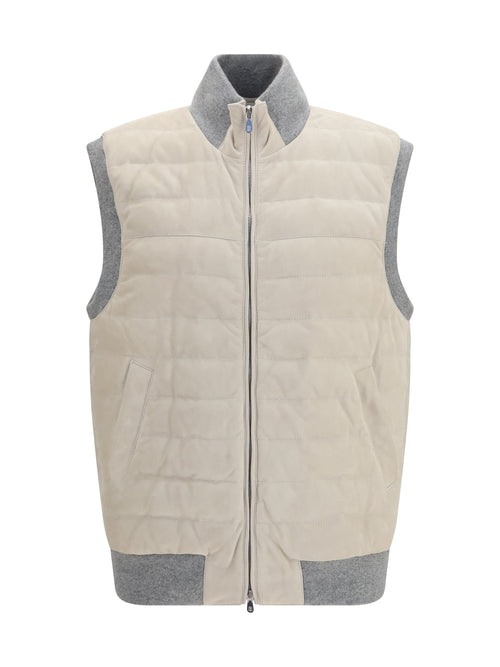 Brunello Cucinelli Padded Quilted Vest — White