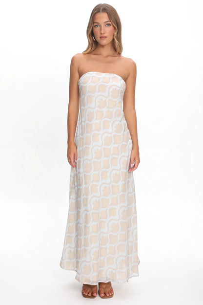 Artice Strapless Maxi Dress Print Geo