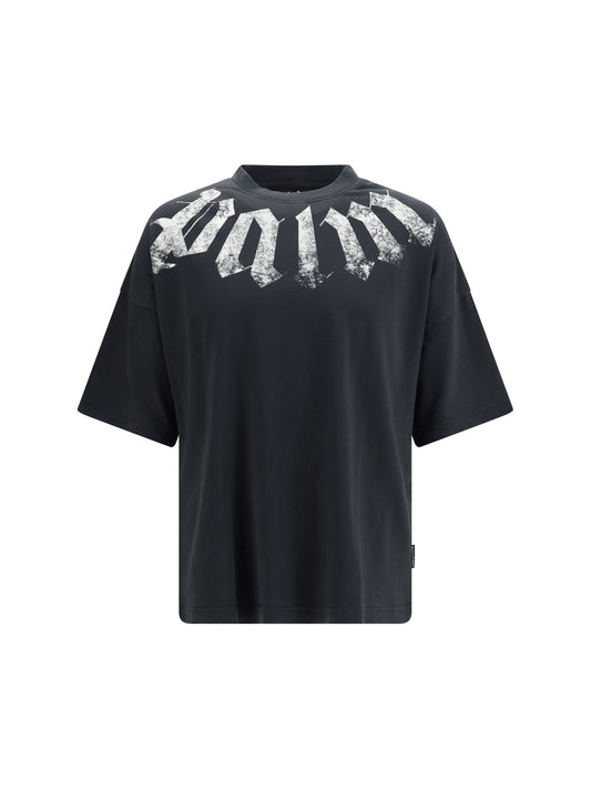 Palm Angels Big Neck Logo Print T-Shirt — Black
