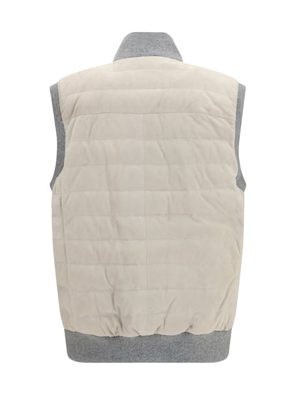 Brunello Cucinelli Padded Quilted Vest — White