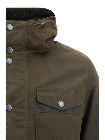Barbour Hooded Cotton Jacket — Olive