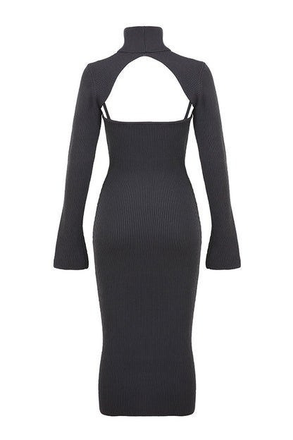 charcoal knit midi dress - sale