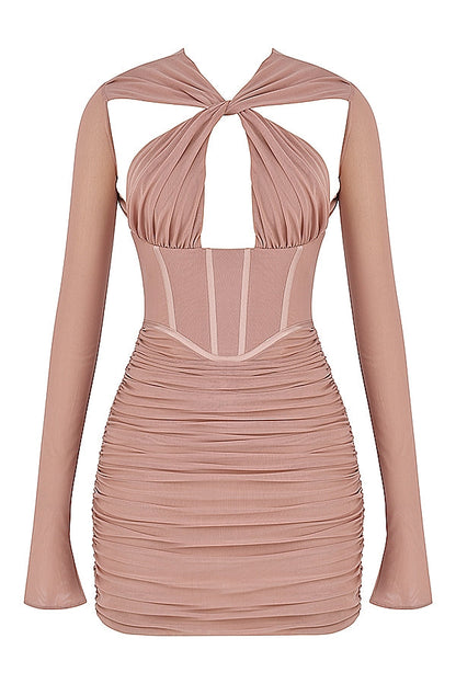 blush corset mini dress