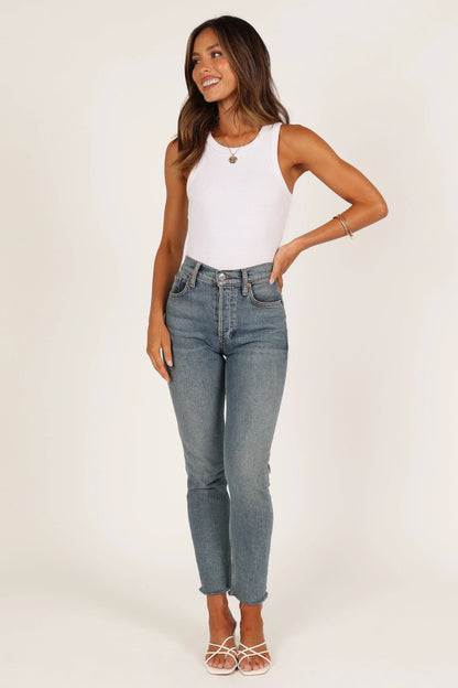 Ari Ribbed Tank Top - White