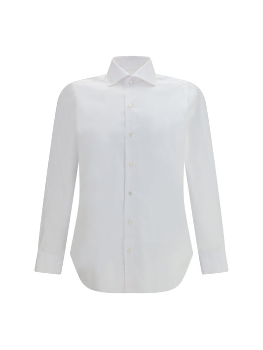 Finamore Tailored Pinpoint Cotton Shirt — White