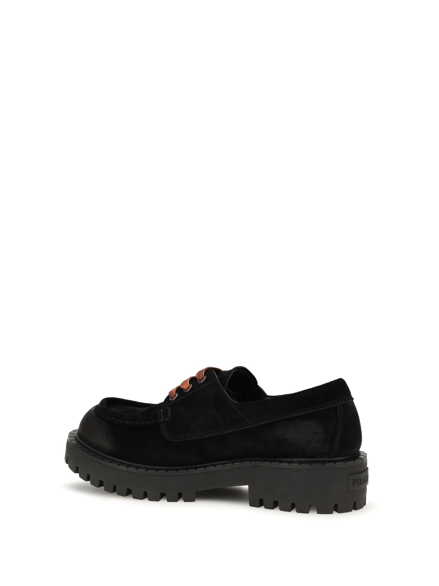 Prada Suede Lace-Up Lace-Up Loafer — Black