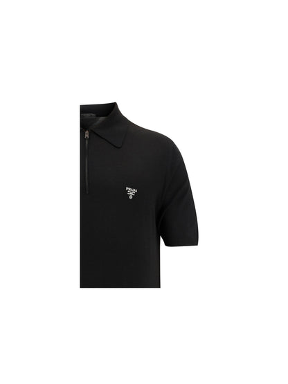 Prada Virgin Wool Polo Shirt — Black